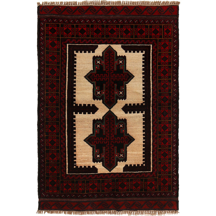 Afghan Baluchi Rug 2' 9" x 4' 2" Hand-Knotted