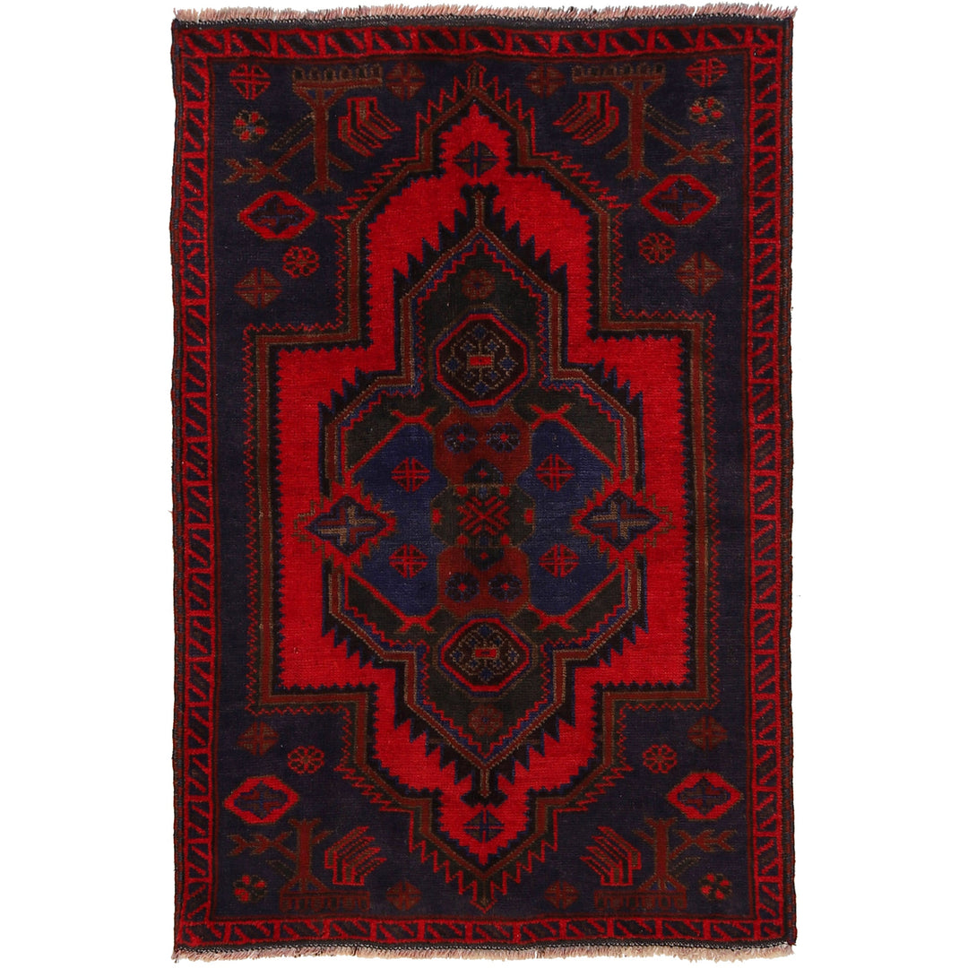 Afghan Baluchi Rug 3' 1" x 4' 9" Hand-Knotted