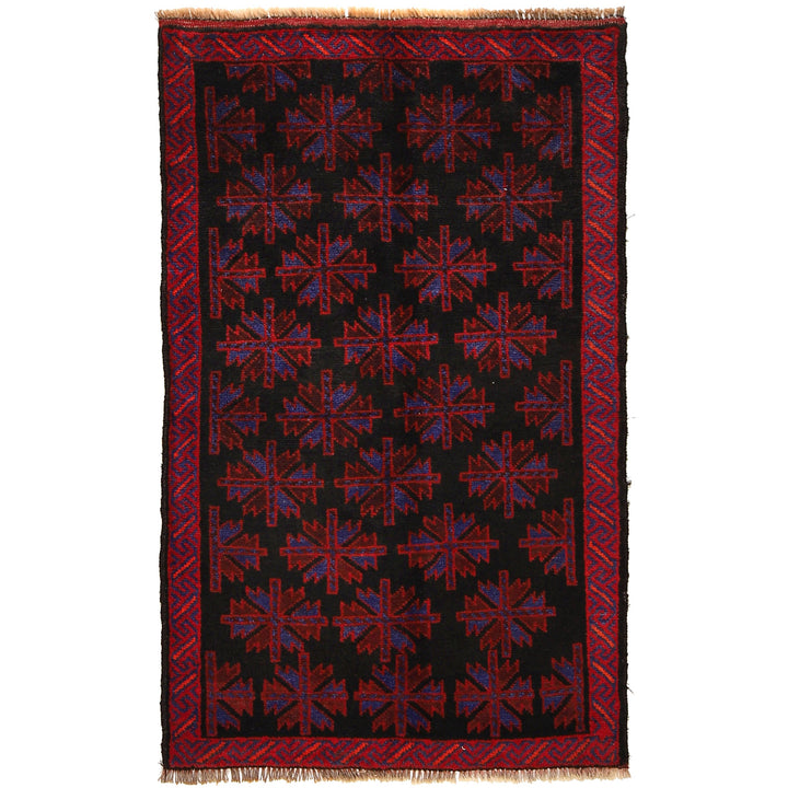 Black Afghan Baluchi Rug 2' 9" x 4' 7" Hand-Knotted