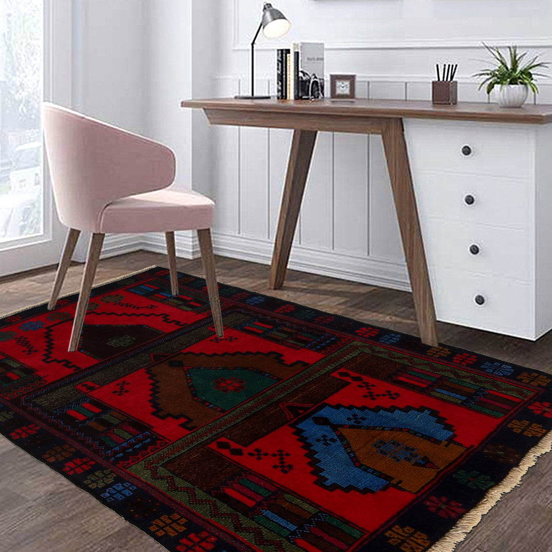 Red Baluchi Rug 3' 0" x 4' 2" - No. AL82728