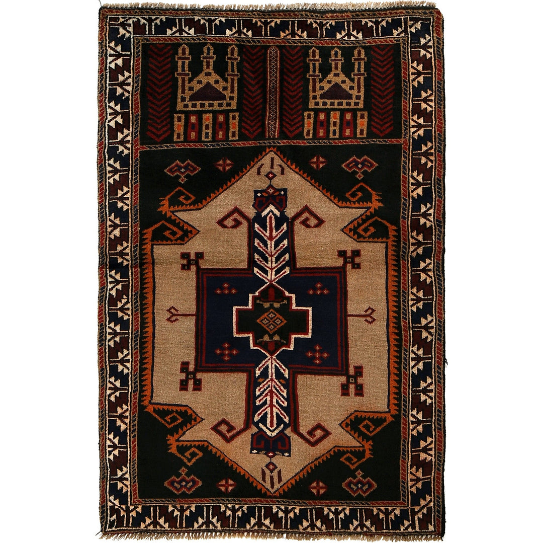 Afghan Prayer Rug 3' 0" x 4' 10" Hand-Knotted