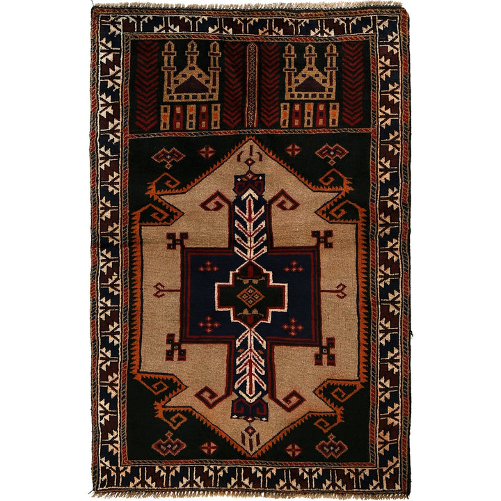 Afghan Prayer Rug 3' 0" x 4' 10" Hand-Knotted