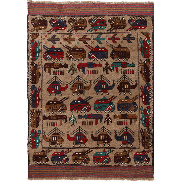 Handcrafted Afghan War Rug 4' 6" x 6' 1" - No. AL17903