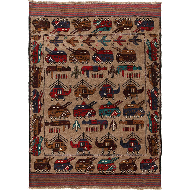 Handcrafted Afghan War Rug 4' 6" x 6' 1" - No. AL17903