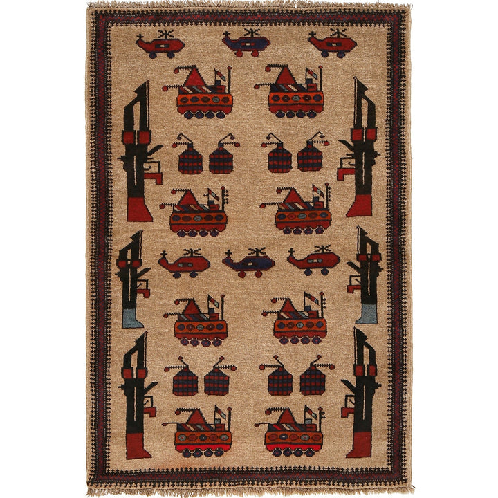 Afghan War Rug – Military Design 2' 11" x 4' 6" - No. AL35278