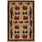 Afghan War Rug – Military Design 2' 11" x 4' 6" - No. AL35278