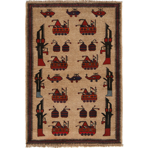 Afghan War Rug – Military Design 2' 11" x 4' 6" - No. AL35278