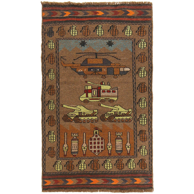 Afghan War Kilim – Military Design 2' 9" x 4' 8" - No. AL20123