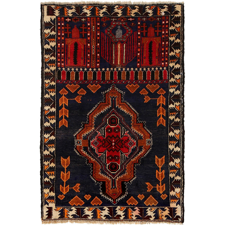 Afghan Prayer Rug 3' 0" x 4' 9" Hand-Knotted | No. AL78902