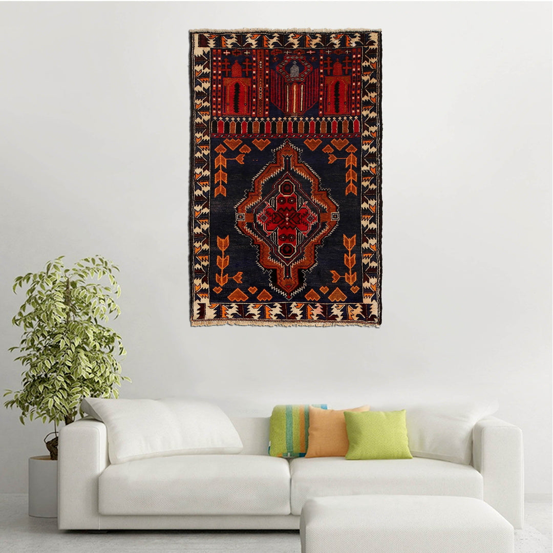 Afghan Prayer Rug 3' 0" x 4' 9" Hand-Knotted | No. AL78902