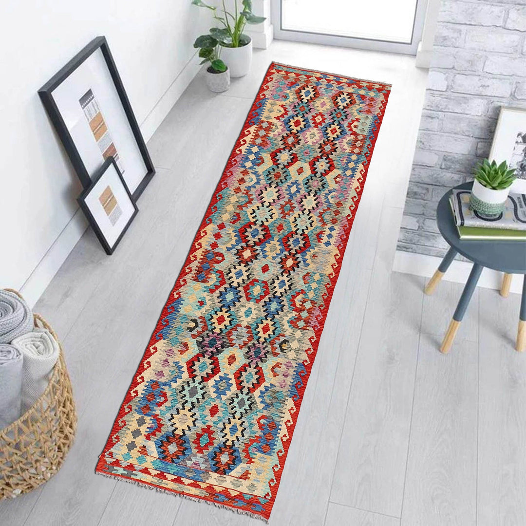 Hand Made Afghan Kilim Runner 2' 9" x 9' 9" - No. AL86529