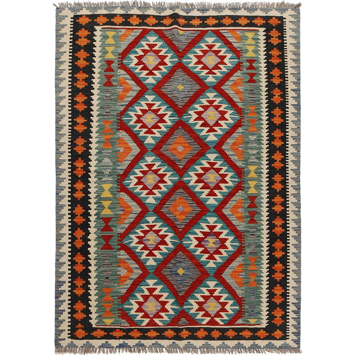 Hand Woven Wool Kelim 4' 4" x 6' 0" - No. AL76377