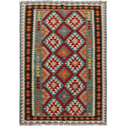 Hand Woven Wool Kelim 4' 4" x 6' 0" - No. AL76377