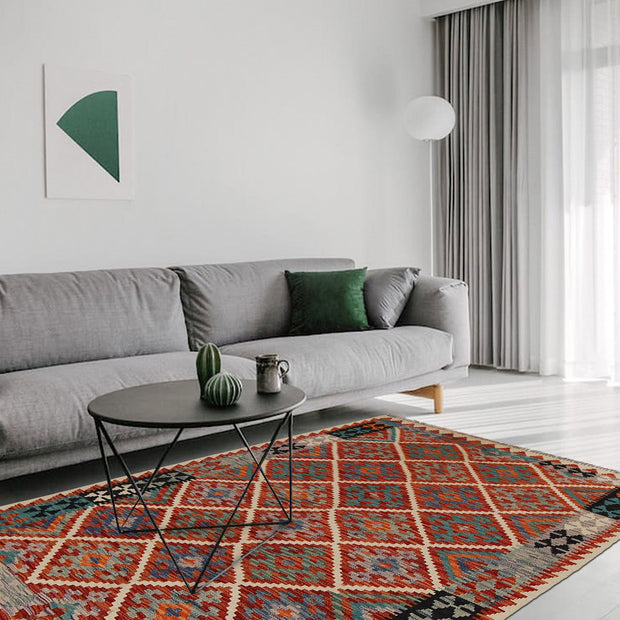 Hand Woven Wool Kelim 4' 1" x 5' 8" - No. AL78070