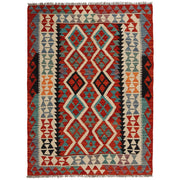 Hand Woven Wool Kelim 4' 4" x 6' 0" - No. AL14217