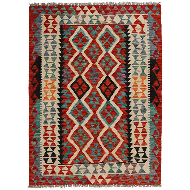 Hand Woven Wool Kelim 4' 4" x 6' 0" - No. AL14217