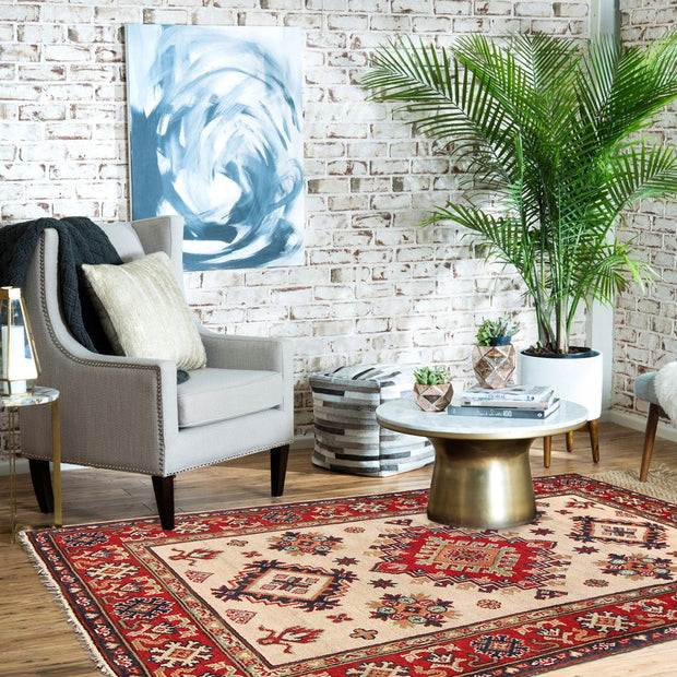 Hand Knotted Kazak Oriental Rug 3' 2" x 4' 10" - No. AL58183