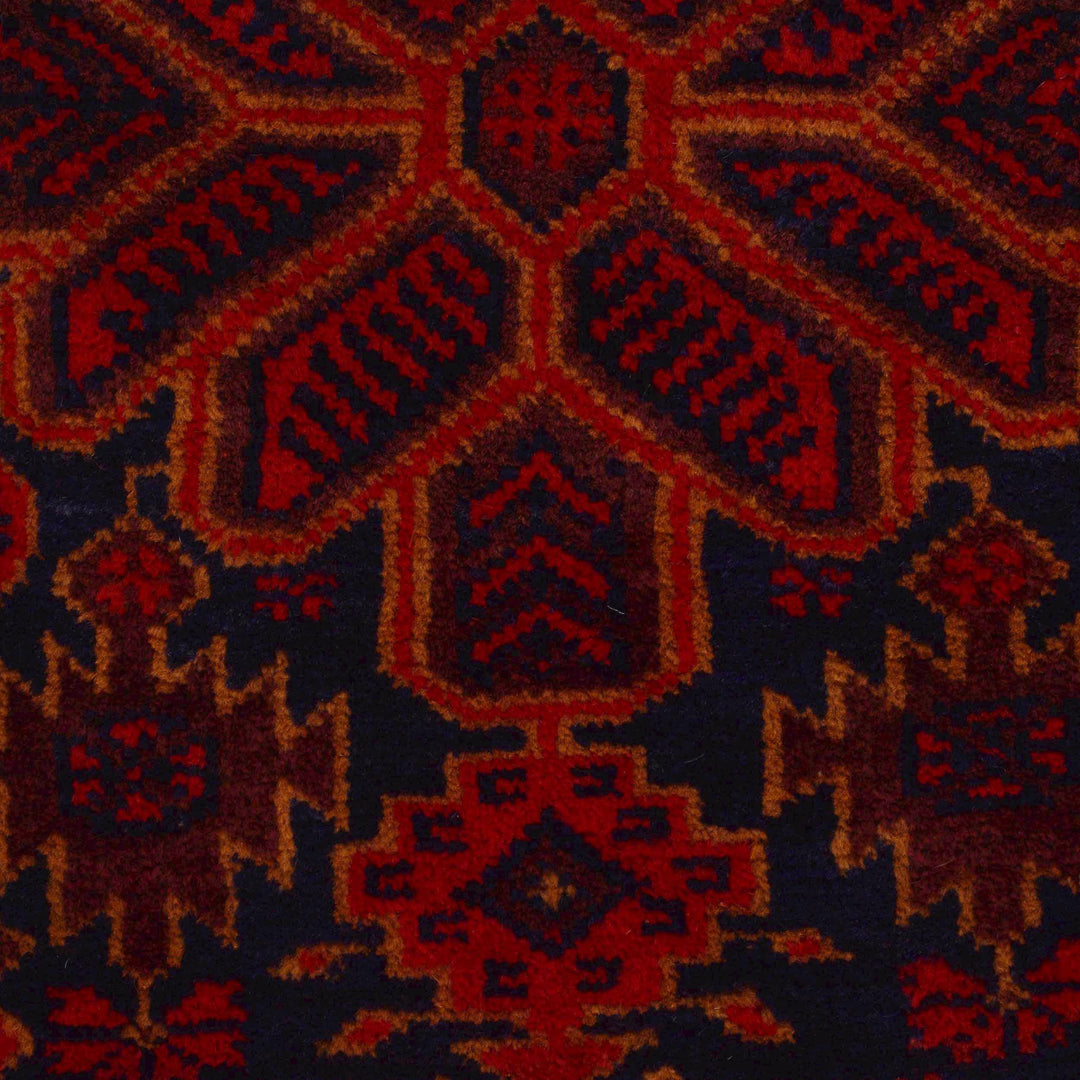 Red Afghan Baluchi Rug 2' 10" x 4' 2" Hand-Knotted border
