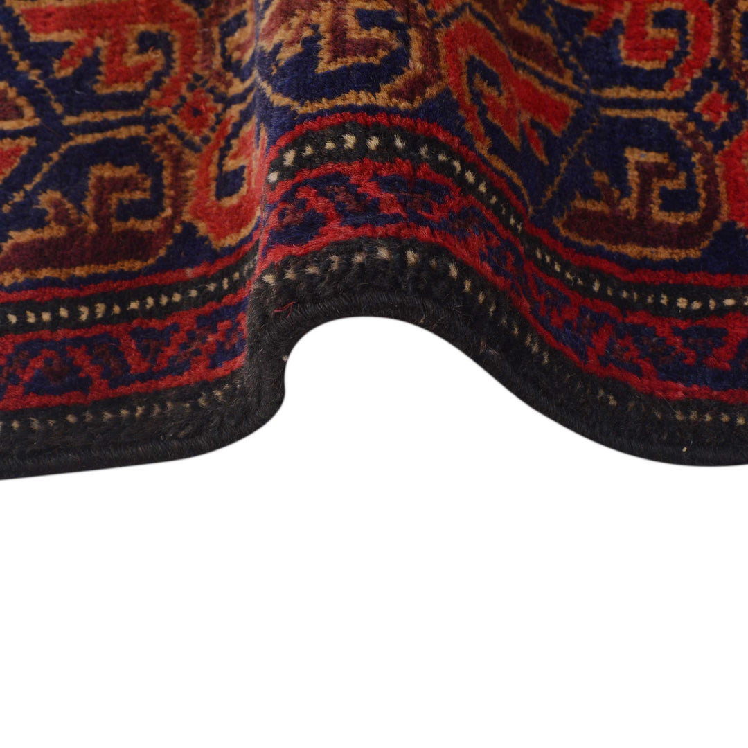 Red Afghan Baluchi Rug 2' 10" x 4' 2" Hand-Knotted texture