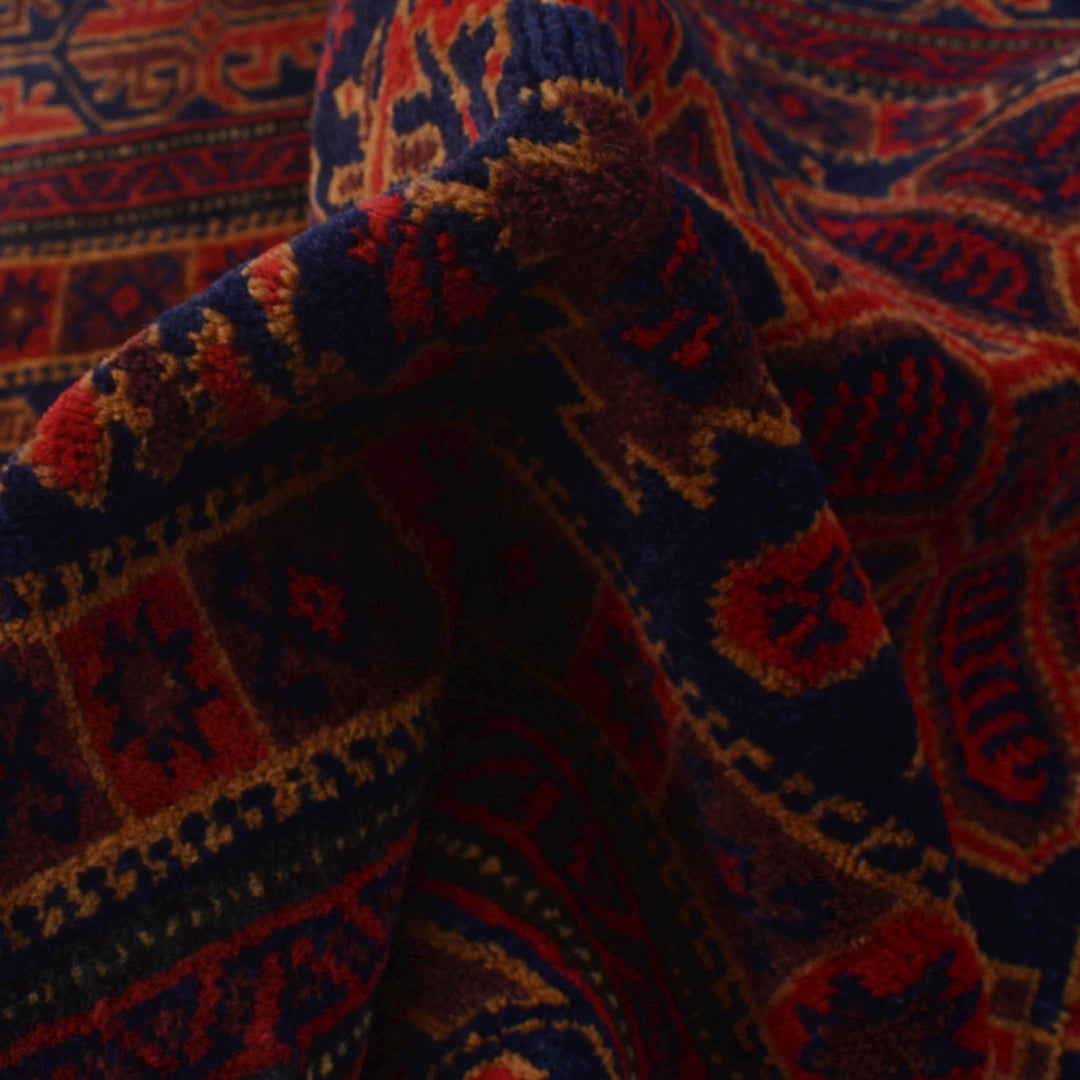 Red Afghan Baluchi Rug 2' 10" x 4' 2" Hand-Knotted reverse