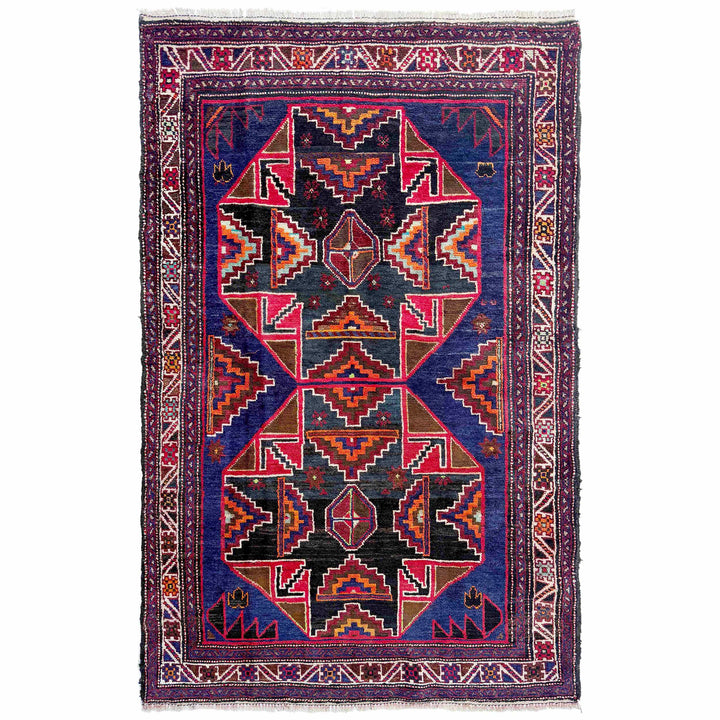 Afghan Baluchi Rug 3' 7" x 6' 3" Hand-Knotted | No. AL56603