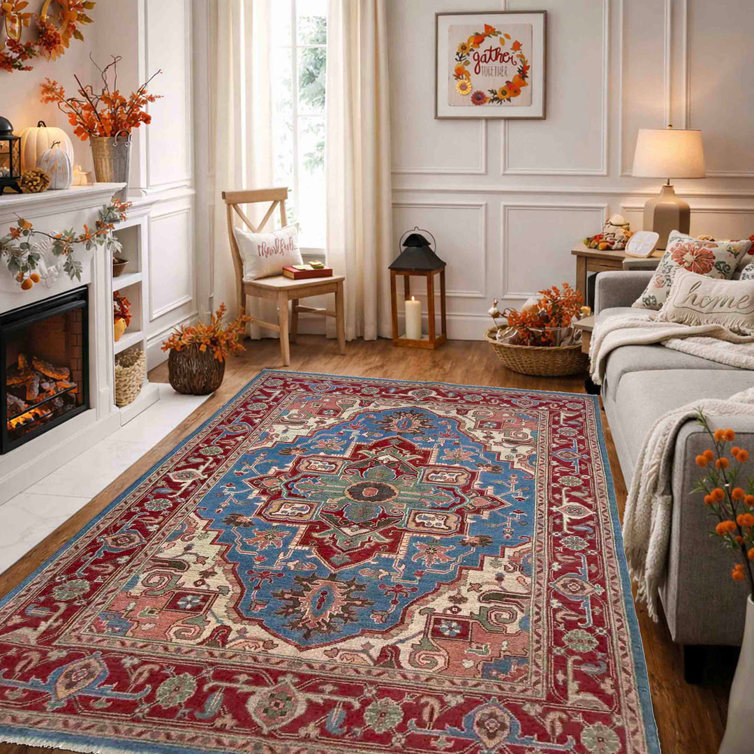 Hand Knotted Persian Heriz Area Rug 4' 11" x 6' 11" - No. AL42154