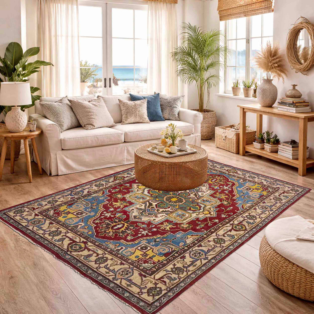 Hand Woven Heriz Design Carpet 4' 11" x 7' 8" - No. AL81445