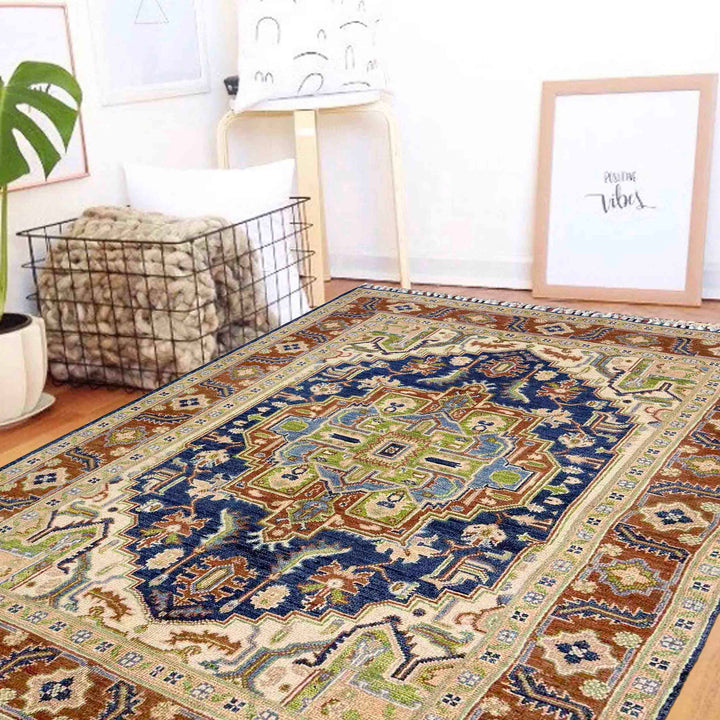 Hand Knotted Persian Heriz Area Rug 3' 11" x 5' 10" - No. AL15281