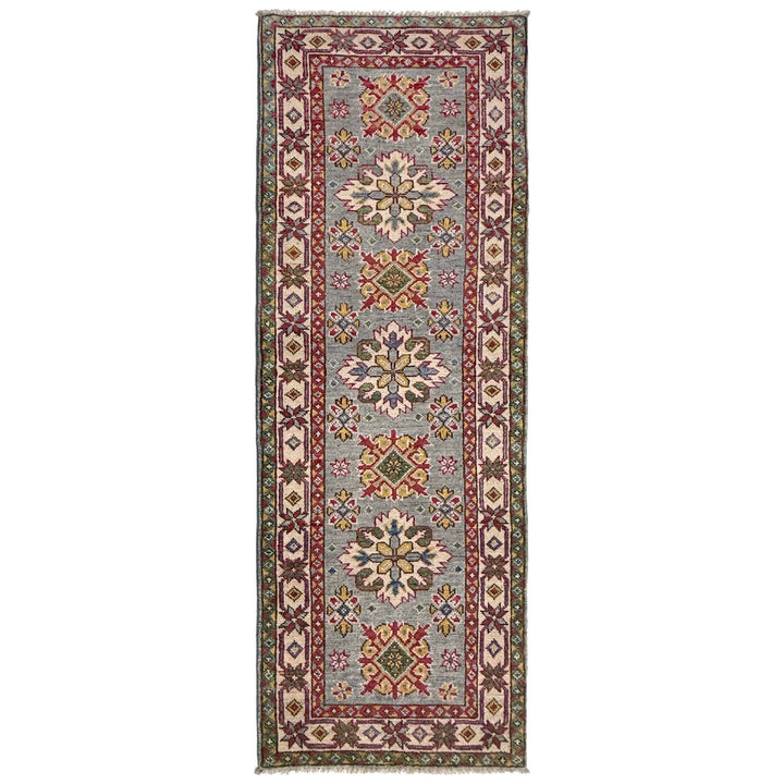 Grey Afghan Kazak Rug 2' 2" x 6' 1" Hand-Knotted