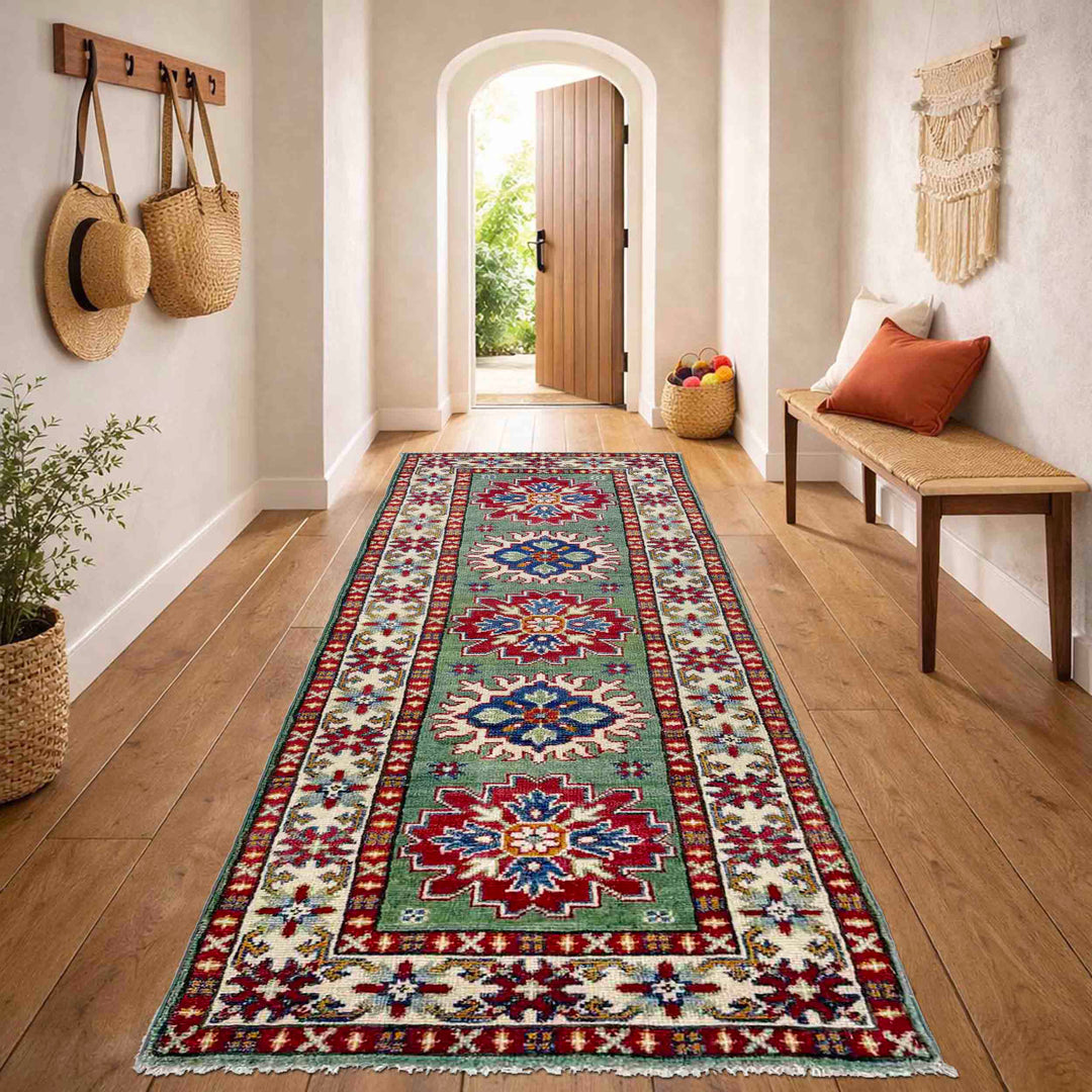 Hand Knotted Kazak Oriental Runner Rug 2' 0" x 6' 1" - No. AL86576
