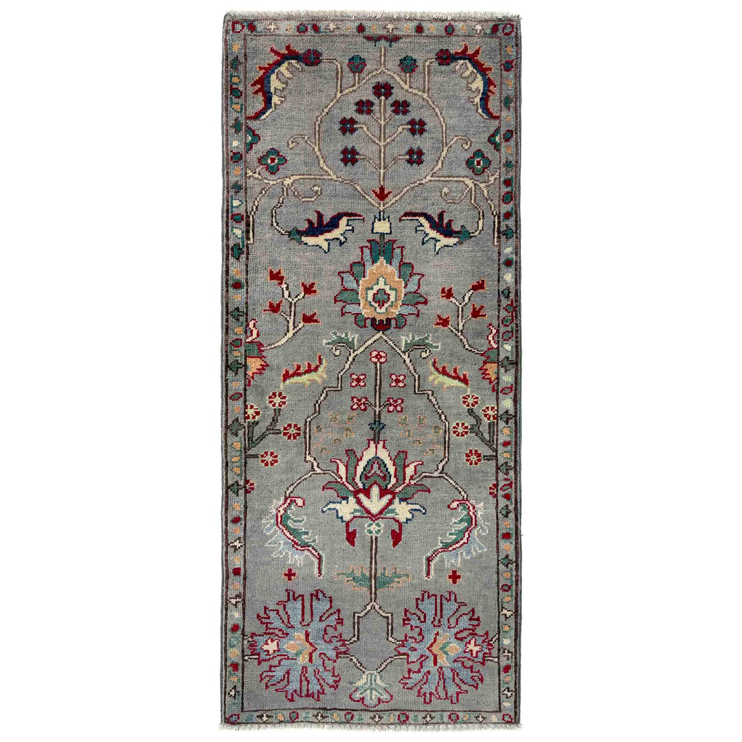 Gray Afghan Sultani Rug 2' 0" x 4' 10" Hand-Knotted