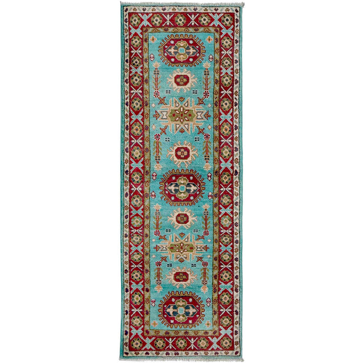 Blue Afghan Kazak Rug 1' 10" x 5' 7" Hand-Knotted | No. AL23792