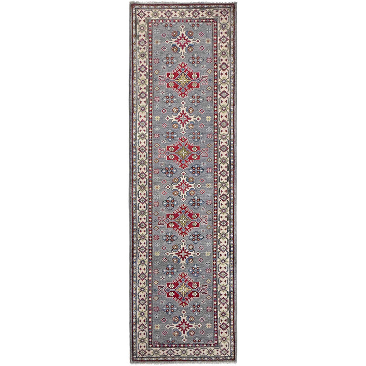 Gray Afghan Kazak Rug 2' 8" x 9' 6" Hand-Knotted | No. AL38758