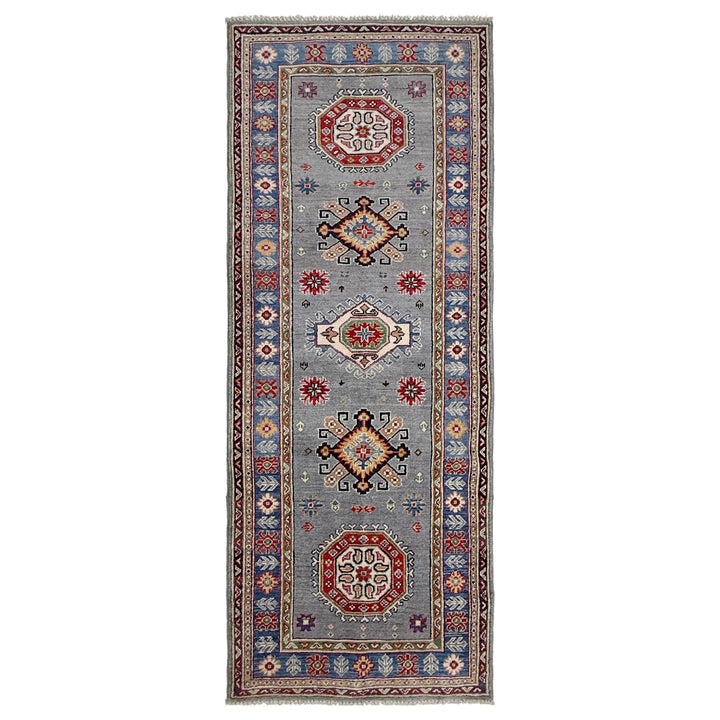 Gray Afghan Kazak Rug 2' 9" x 7' 9" Hand-Knotted | No. AL35625