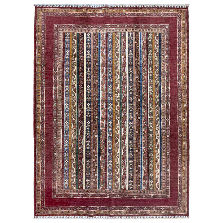 Red Afghan Sultani Rug 5' 9" x 7' 9" Hand-Knotted | No. AL52361