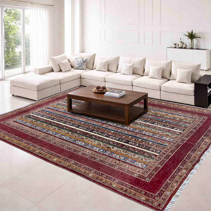 Red Afghan Sultani Rug 5' 9" x 7' 9" Hand-Knotted | No. AL52361