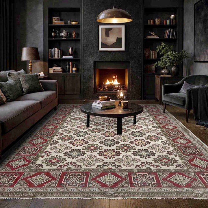 Beige Color Kazak Runner Rug 6' 0" x 9' 1" - No. AL56323