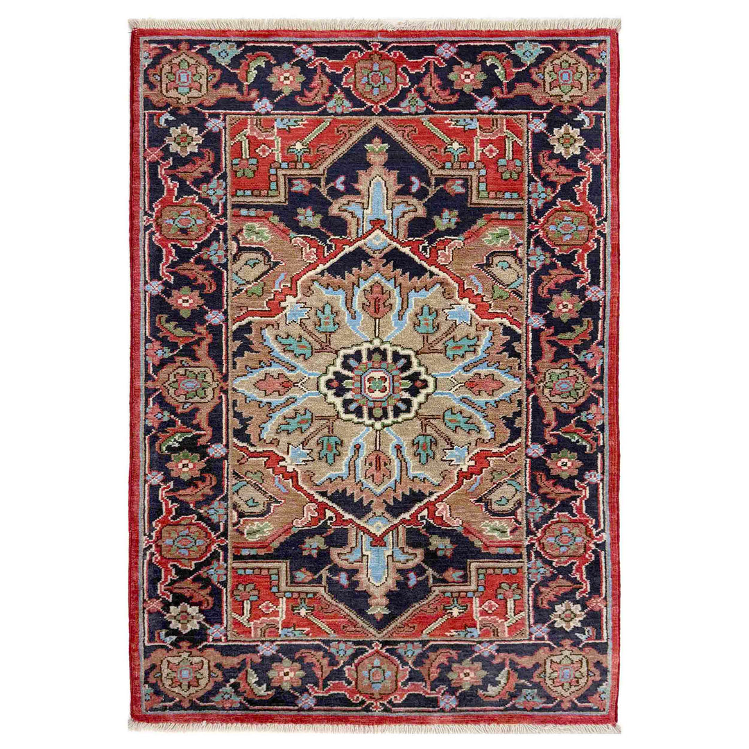 Afghan Heriz Rug 2' 8" x 4' 2" Hand-Knotted