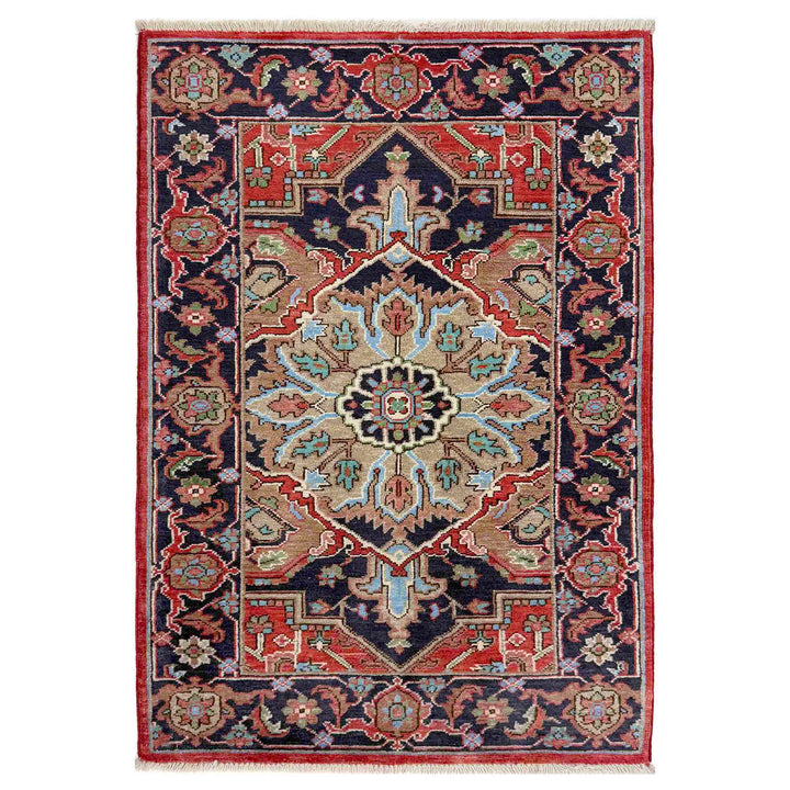 Afghan Heriz Rug 2' 8" x 4' 2" Hand-Knotted