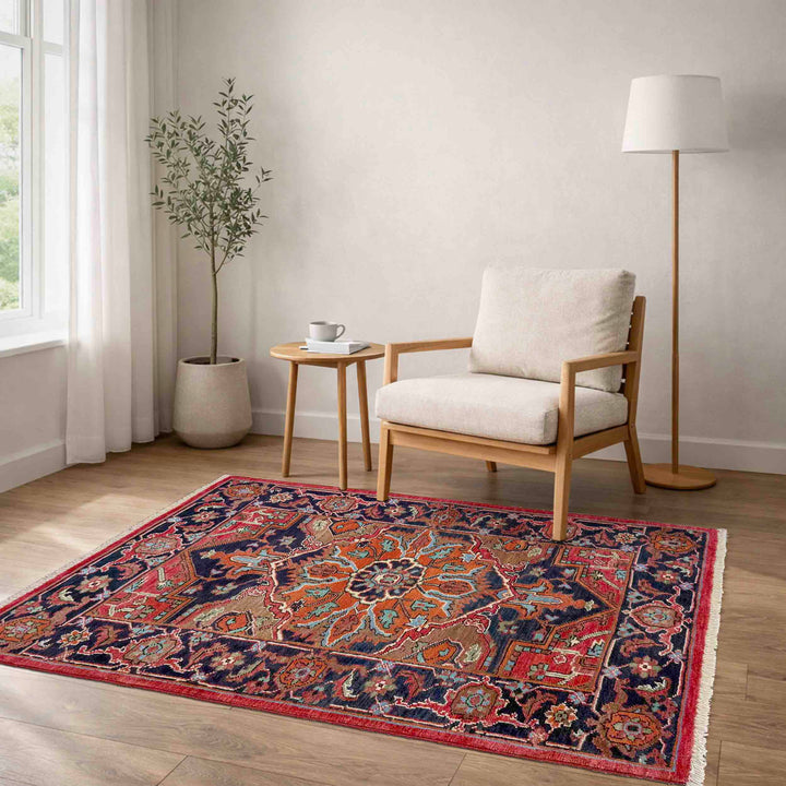 Afghan Heriz Rug 2'7" x 4'1" Hand-Woven reverse