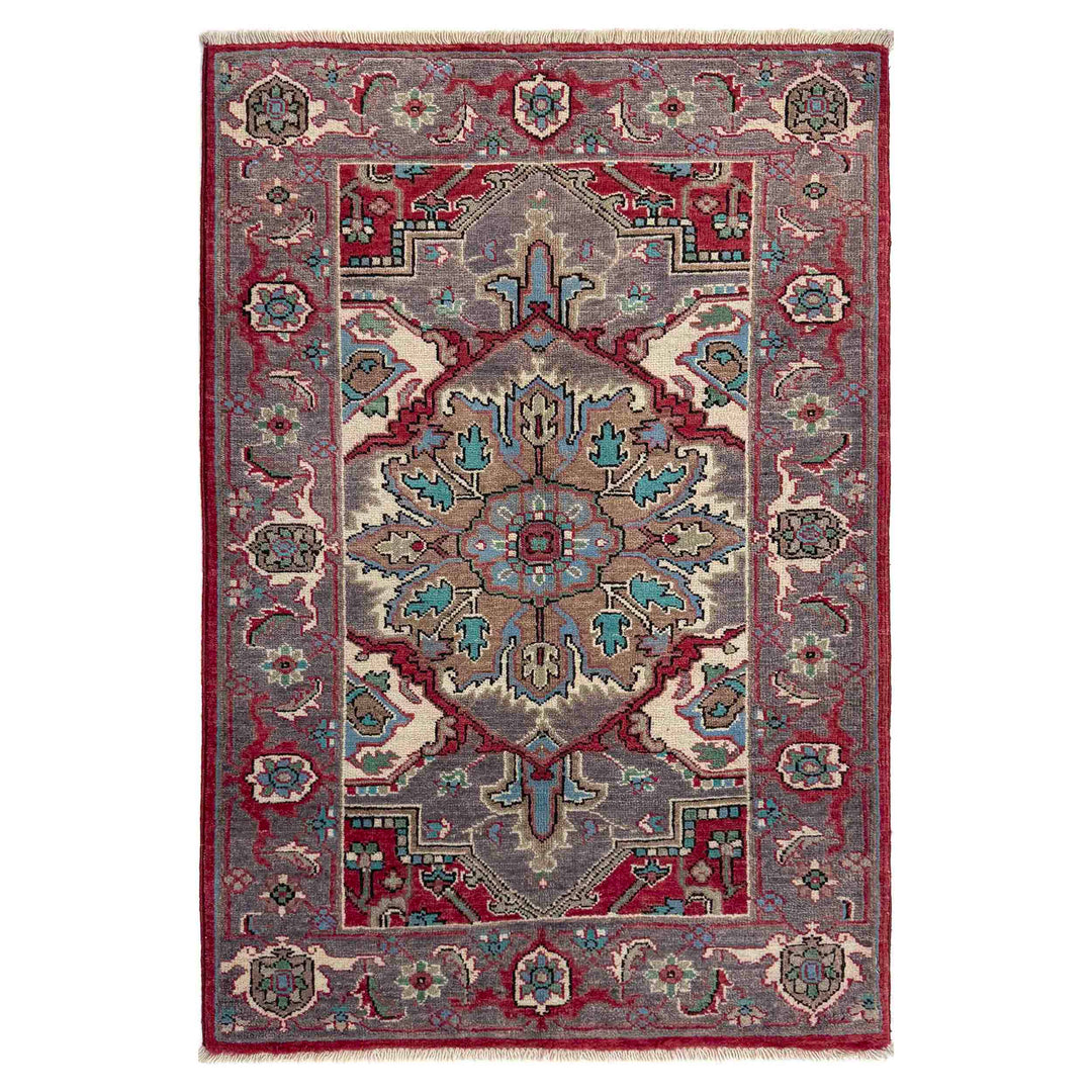 Afghan Heriz Rug 2'7" x 4'2" Hand-Knotted