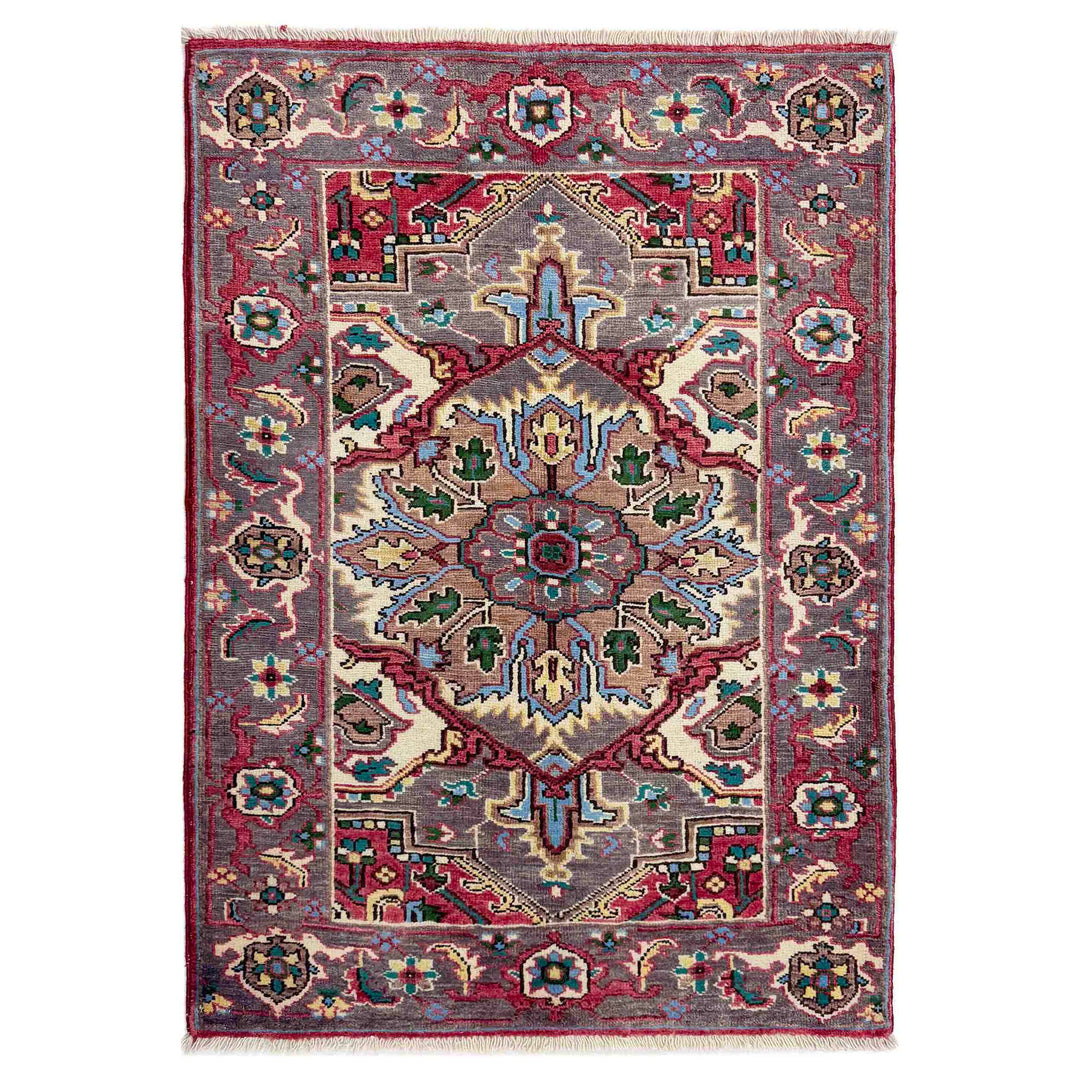 Afghan Heriz Rug 2' 8" x 4' 0" Hand-Knotted