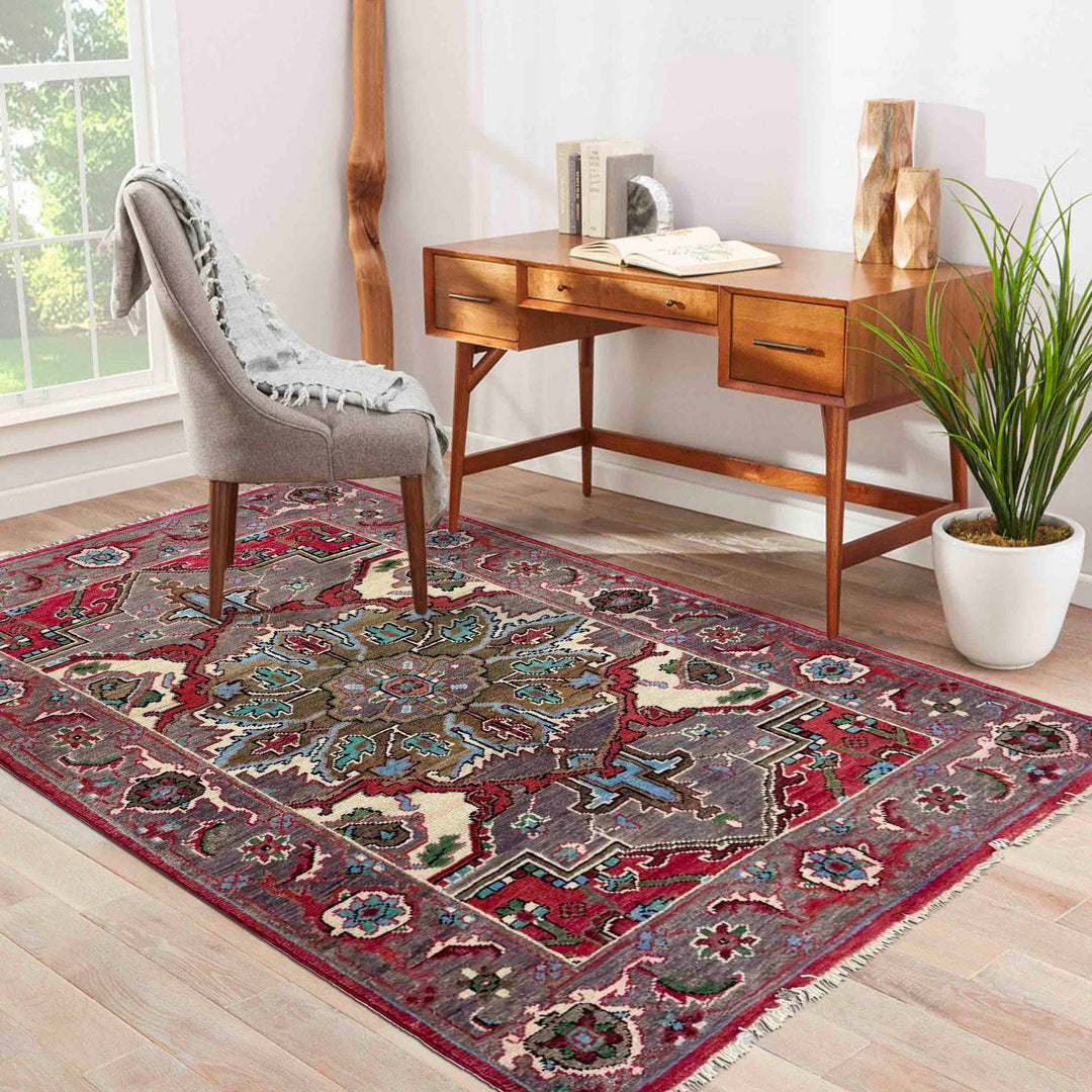 Afghan Heriz Rug 2' 7" x 4' 0" Hand-Knotted | No. AL23752