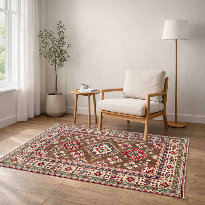 Brown Color Kazak Rug 3' 2" x 4' 11" - No. AL42495
