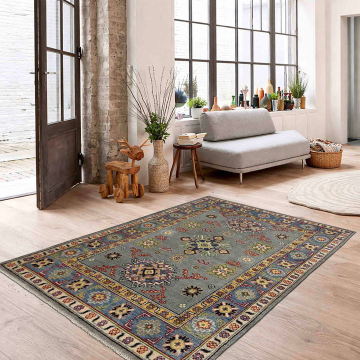 Gray Color Kazak Rug 3' 2" x 5' 1" - No. AL62030