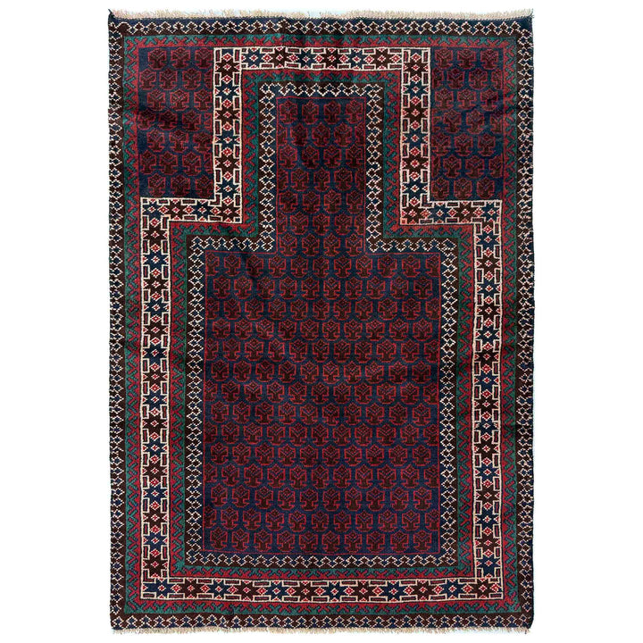 Red Afghan Tribal Rug 2' 11" x 4' 9" Hand-Knotted