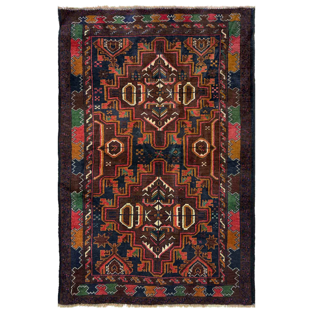 Afghan Baluchi Rug 3' 0" x 4' 7" Hand-Knotted