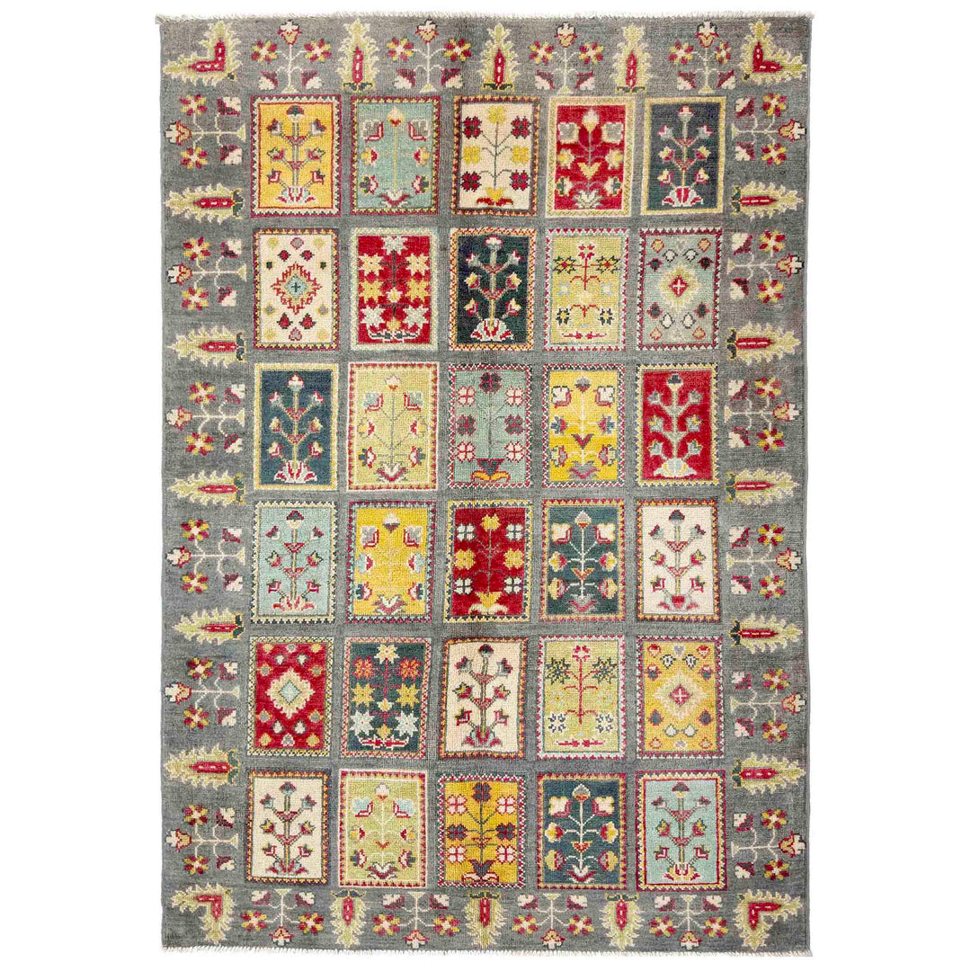 Gray Afghan Bakhtiar Rug 3' 11" x 6' 0" Hand-Knotted