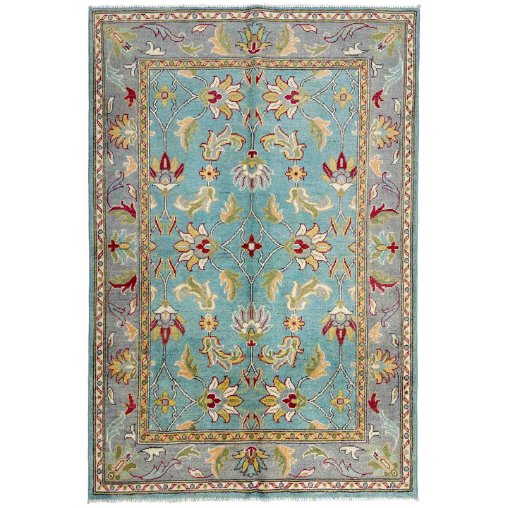 Blue Afghan Sultani Rug 4' 11" x 6' 4" Hand-Knotted