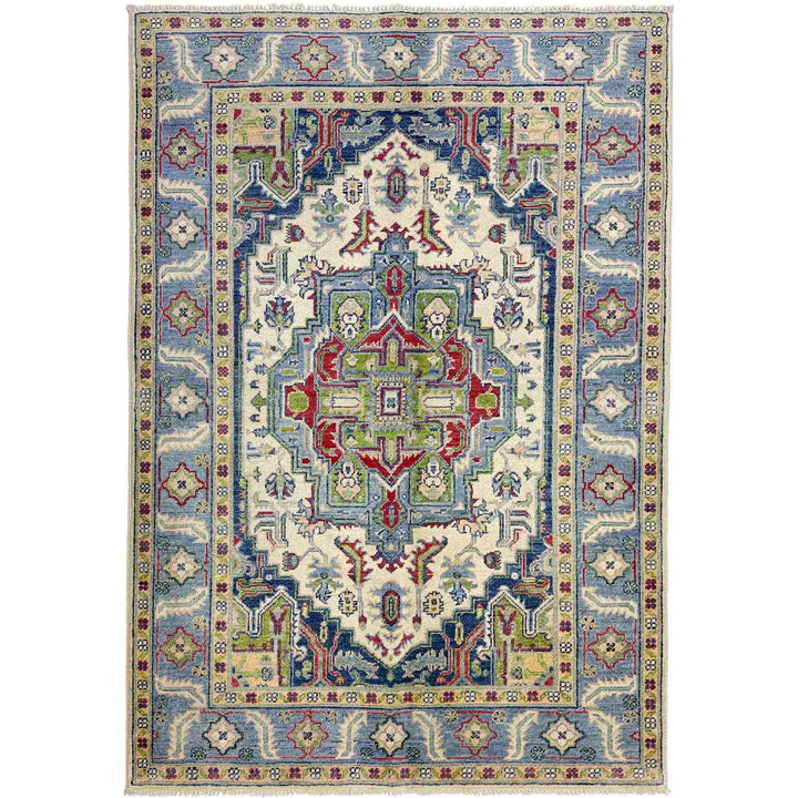 Afghan Heriz Rug 3'11" x 5'11" Hand-Knotted